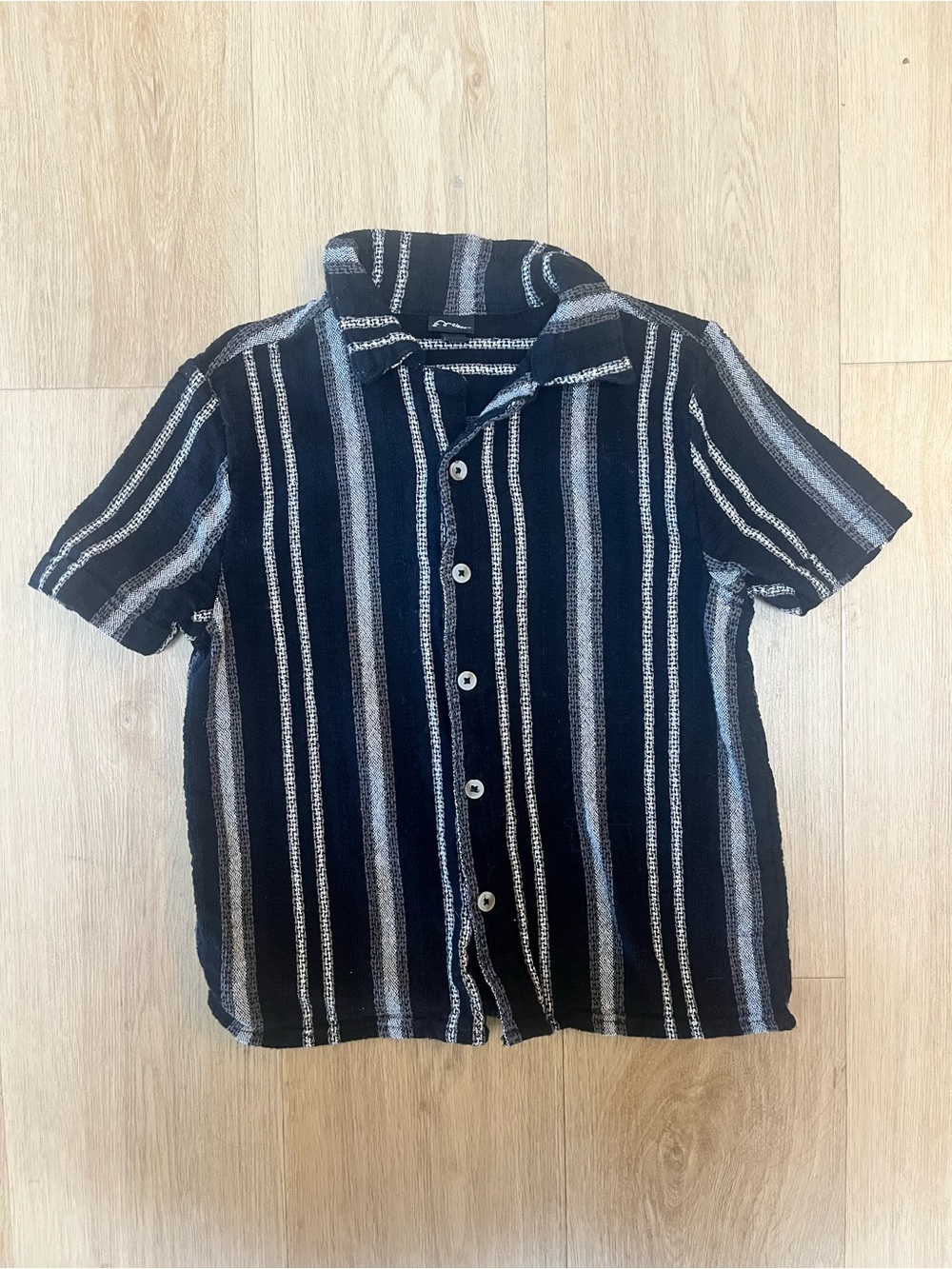 Kids Black & Gray Striped Button-Up Shirt